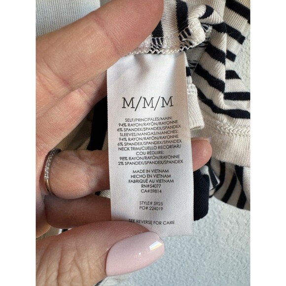 Cabi Women's Sailor Tee Shirt Black White Striped Nautical Short Sleeve Medium - Picture 5 of 9